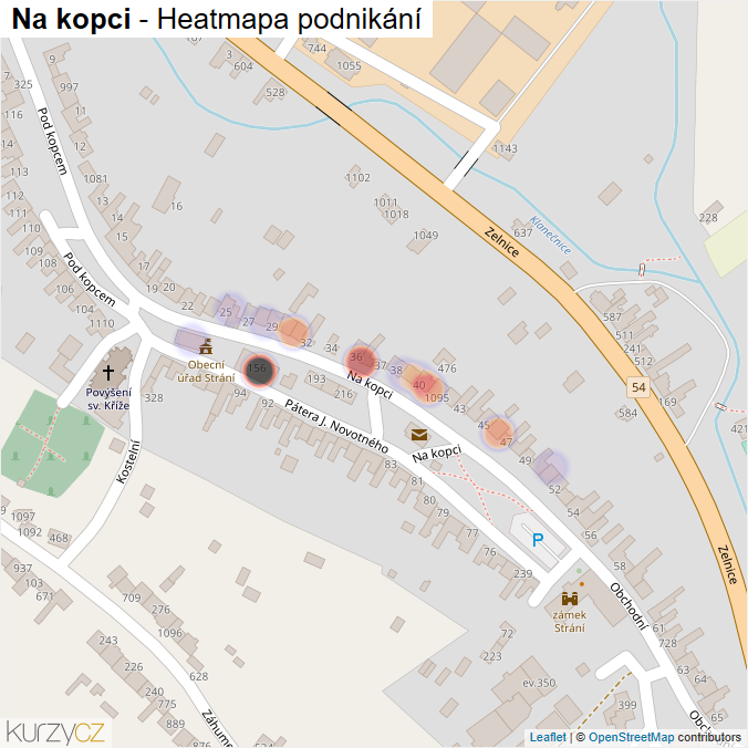 Mapa Na kopci - Firmy v ulici.