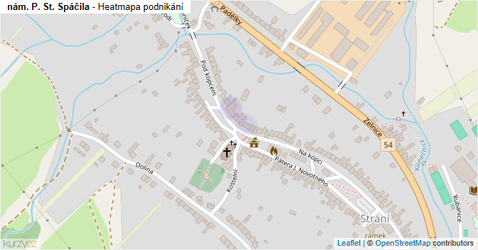 nám. P. St. Spáčila - mapa podnikání