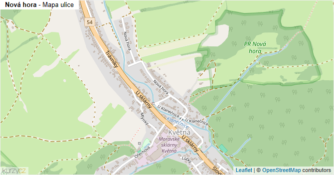 Nová hora - mapa ulice