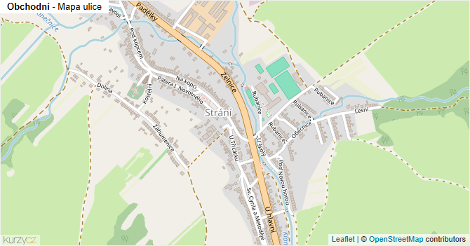 Obchodní - mapa ulice