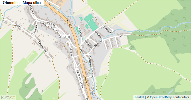 Obecnice - mapa ulice