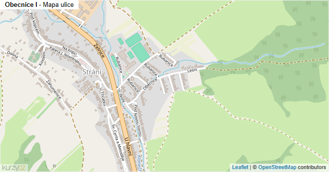 Obecnice I - mapa ulice