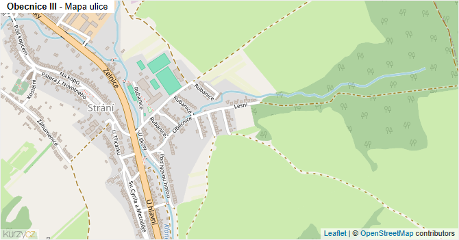 Obecnice III - mapa ulice