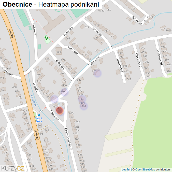 Mapa Obecnice - Firmy v ulici.