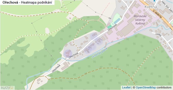 Ořechová - mapa podnikání