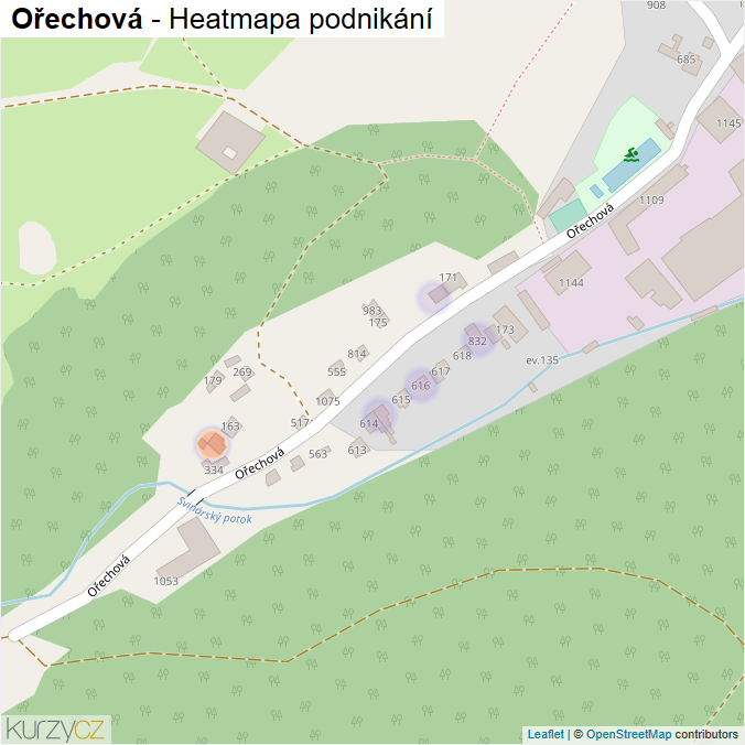 Mapa Ořechová - Firmy v ulici.