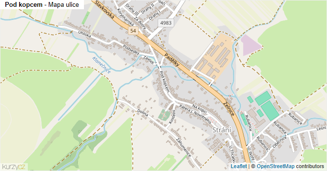 Pod kopcem - mapa ulice
