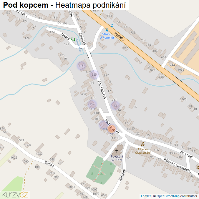 Mapa Pod kopcem - Firmy v ulici.