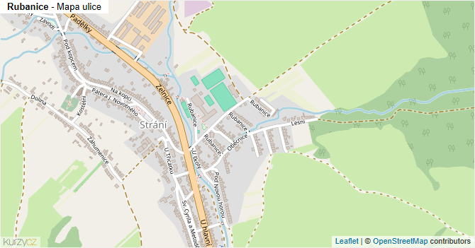 Rubanice - mapa ulice