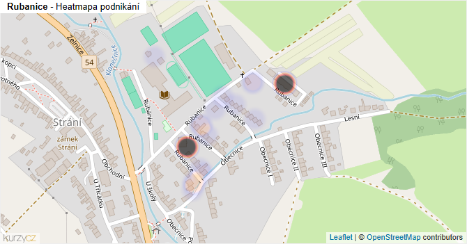 Rubanice - mapa podnikání
