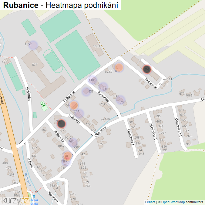 Mapa Rubanice - Firmy v ulici.