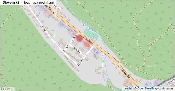 Slovenská - mapa podnikání
