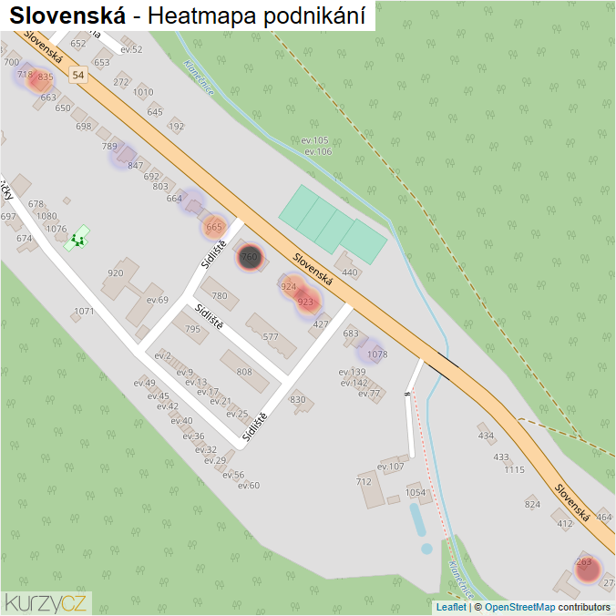 Mapa Slovenská - Firmy v ulici.