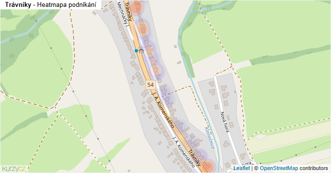 Trávníky - mapa podnikání