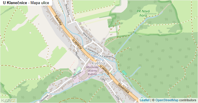 U Klanečnice - mapa ulice
