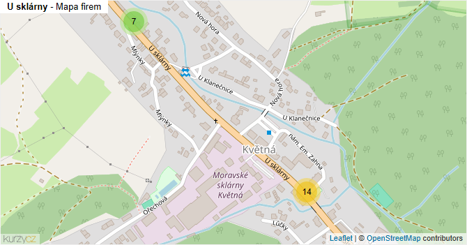 U sklárny - mapa firem