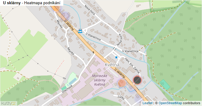 U sklárny - mapa podnikání