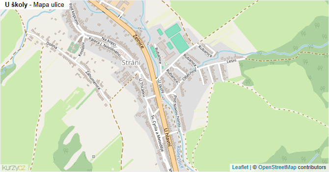 U školy - mapa ulice