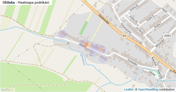 Uhliska - mapa podnikání