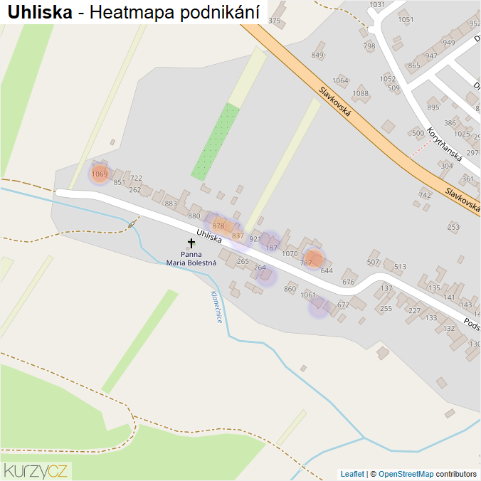 Mapa Uhliska - Firmy v ulici.