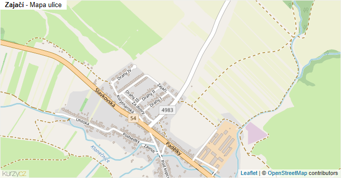 Zajačí - mapa ulice