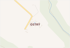 Ostrý v obci Stránka - mapa části obce
