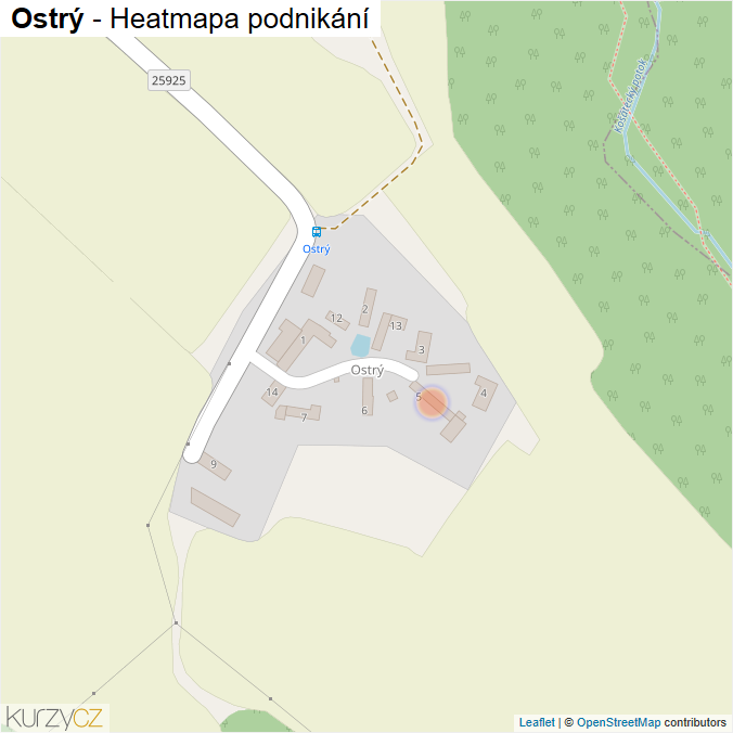 Mapa Ostrý - Firmy v části obce.