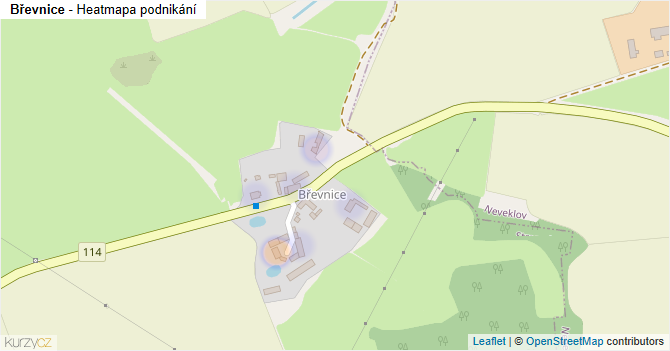Břevnice - mapa podnikání