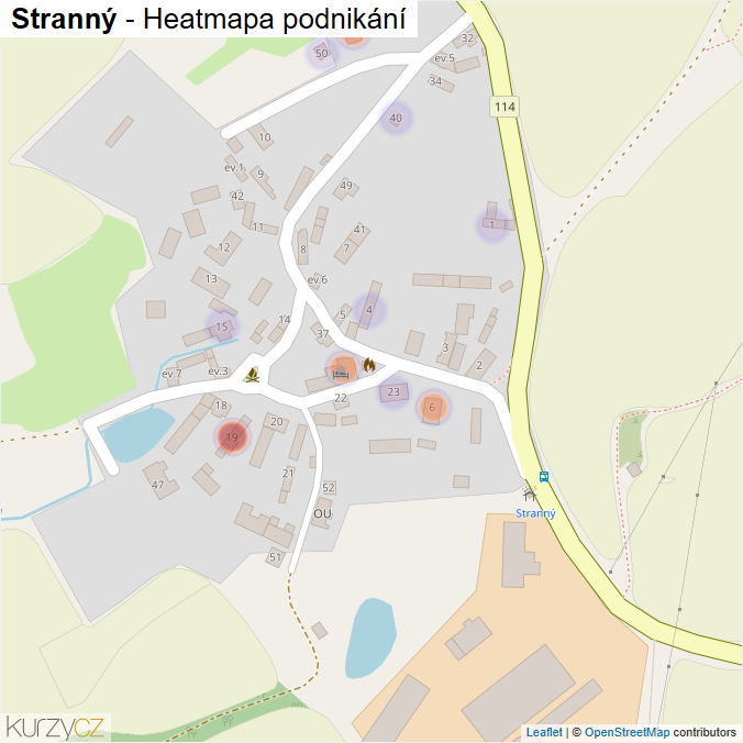 Mapa Stranný - Firmy v části obce.