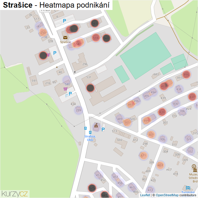 Mapa Strašice - Firmy v obci.