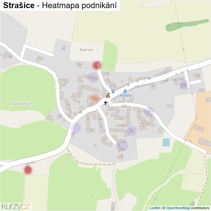 Mapa Strašice - Firmy v části obce.