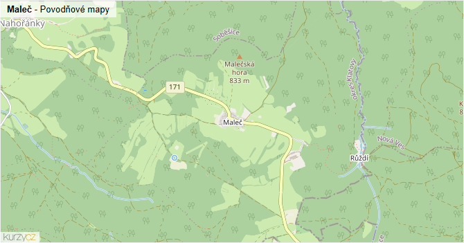 Maleč - záplavové mapy stoleté vody