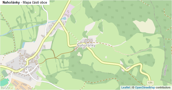 Nahořánky - mapa části obce