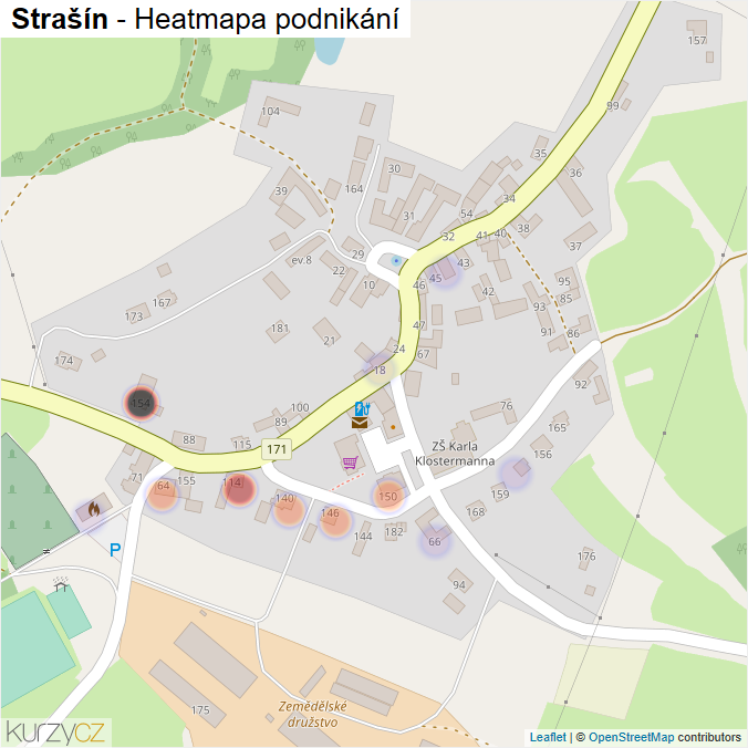 Mapa Strašín - Firmy v části obce.