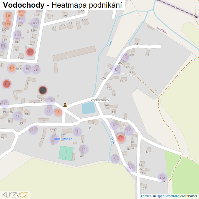 Mapa Vodochody - Firmy v části obce.