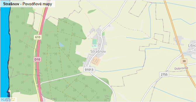 Strašnov - záplavové mapy stoleté vody
