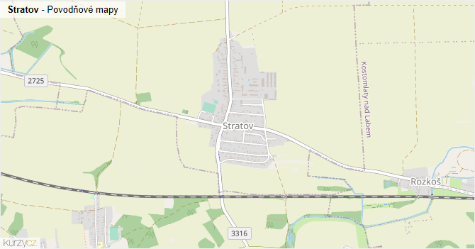 Stratov - záplavové mapy stoleté vody
