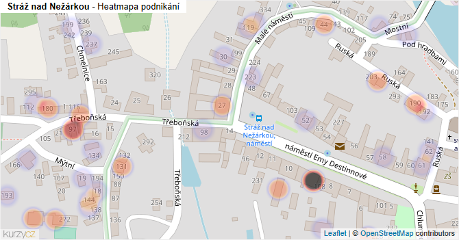 Stráž nad Nežárkou - mapa podnikání