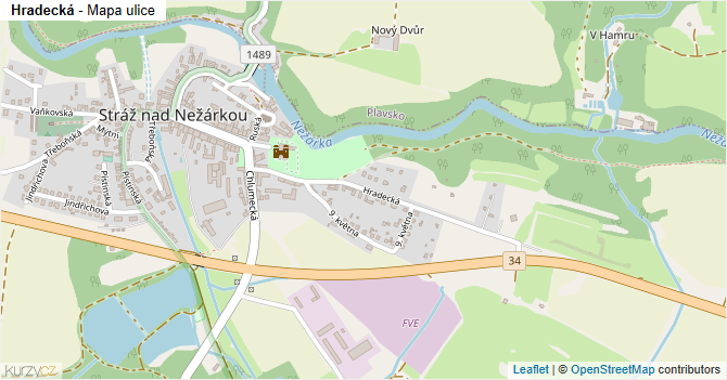 Hradecká - mapa ulice