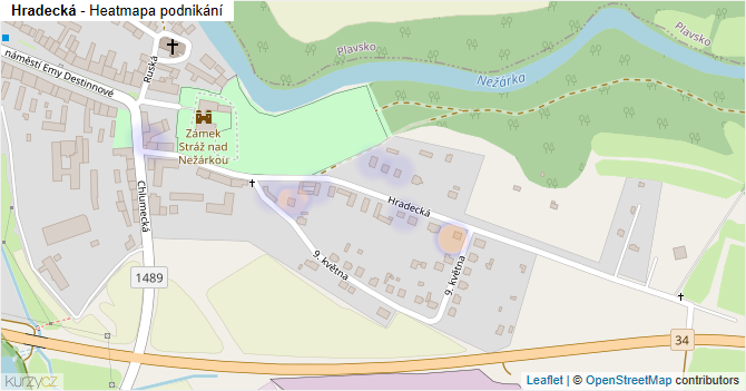 Hradecká - mapa podnikání