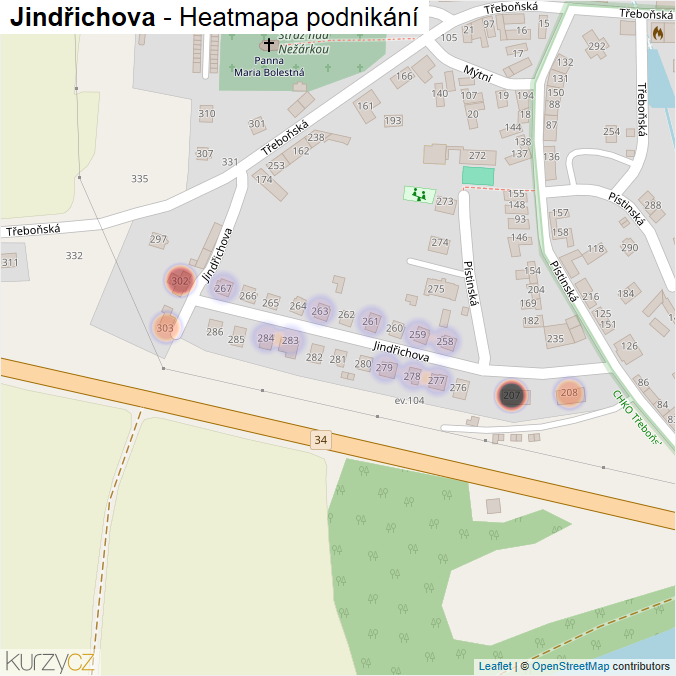 Mapa Jindřichova - Firmy v ulici.