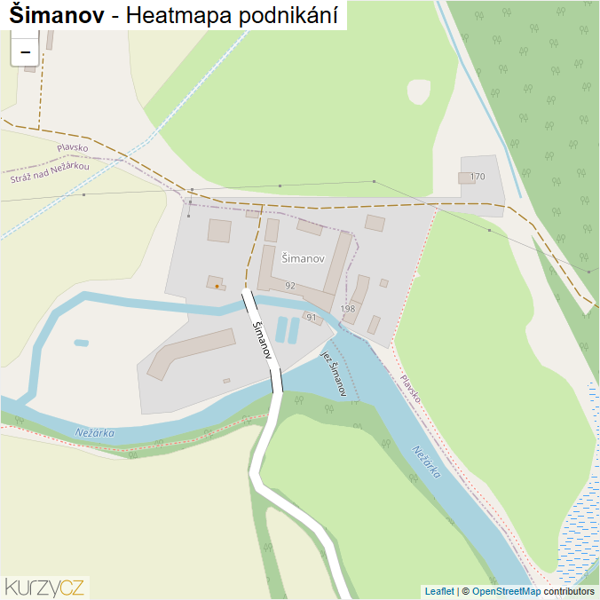 Mapa Šimanov - Firmy v ulici.