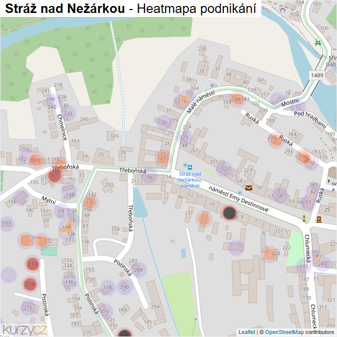 Mapa Stráž nad Nežárkou - Firmy v části obce.