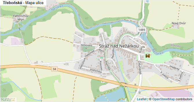 Třeboňská - mapa ulice