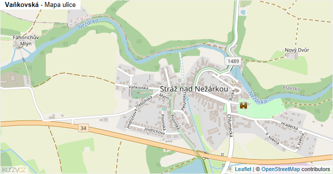 Vaňkovská - mapa ulice
