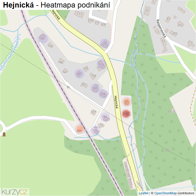 Mapa Hejnická - Firmy v ulici.