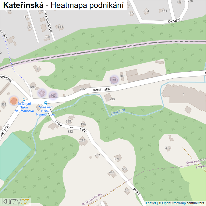 Mapa Kateřinská - Firmy v ulici.