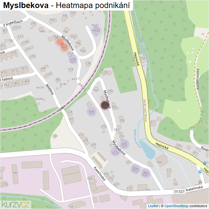 Mapa Myslbekova - Firmy v ulici.