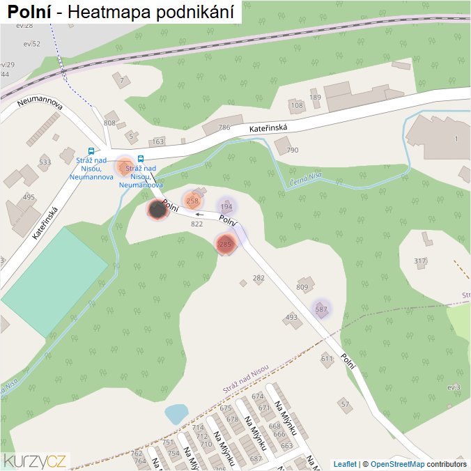 Mapa Polní - Firmy v ulici.