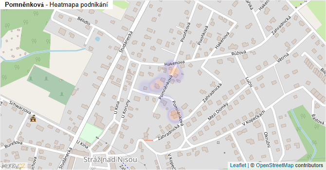 Pomněnková - mapa podnikání